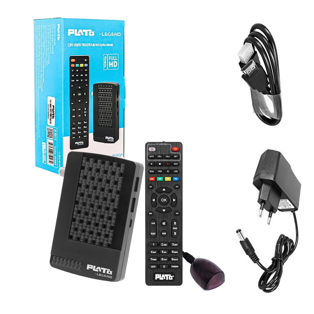 M0110-PLATO LEGEND ÇİFT USB'Lİ TKGS'Lİ MINI HD UYDU ALICISI (TRT BANDROLLÜ)
